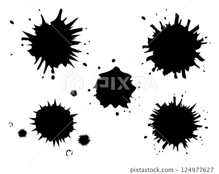 Black ink splash illustration set Black ink splash illustration set 124977627