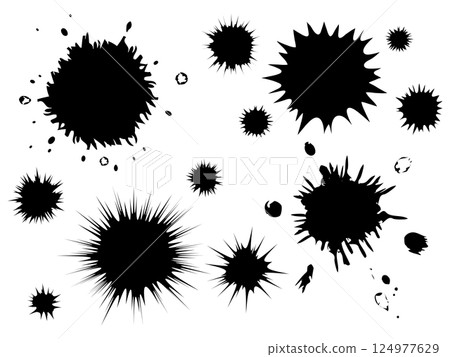 黑色墨水飛濺插圖集 124977629