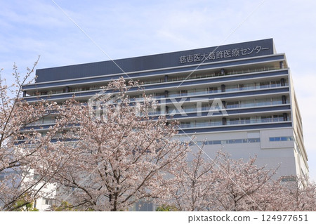 Cherry blossoms in full bloom and Jikei University Katsushika Medical Center, Aoto, Katsushika Ward Cherry blossoms in full bloom and Jikei University Katsushika Medical Center, Aoto, Katsushika Ward 124977651