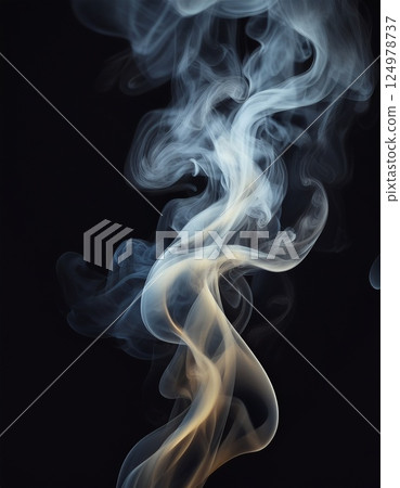 The soft, subdued colors and flowing smoke trails create a texture that exudes a mysterious aura. 124978737