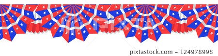US flag round bunting decoration, isolated vector set for american Independence day celebration 124978998