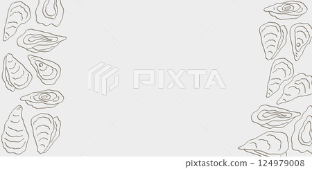 Line art oysters border background. Seafood illustration 124979008
