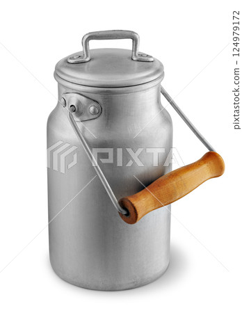 retro aluminum milk can isolated on white background with clipping path retro aluminum milk can isolated on white background with clipping path 124979172