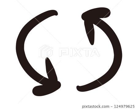 Hand-drawn illustration of a rotating arrow 124979625