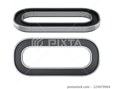 Set of Airport luggage conveyor belt from baggage claim area on white background. 124979904