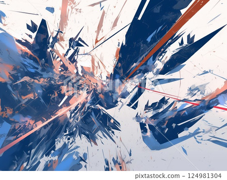 Abstract expression of collapse and reconstruction where momentum and impulse intersect 124981304