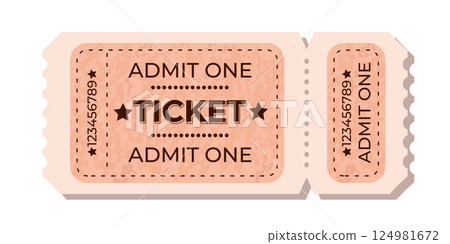 Classic admit one ticket for an event or entertainment venue with vintage design 124981672
