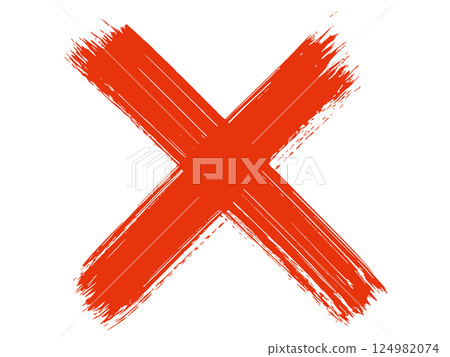 用朱墨有力地畫出的十字架 124982074