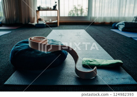 Meditation Space with Yoga Mat and Props 124982393