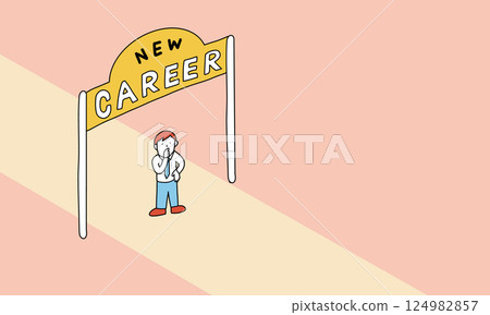Image illustration of a male businessman thinking about career path and job change 124982857