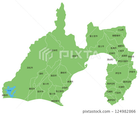 Dividable Shizuoka Prefecture map with city and town names Dividable Shizuoka Prefecture map with city and town names 124982866