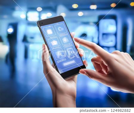 Image material showing how to use smartphone apps Image material showing how to use smartphone apps 124982882