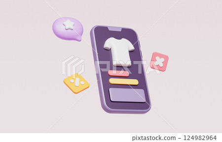 Smart Phone Online Shopping Store App Page  Icon. 3D Rendering 124982964