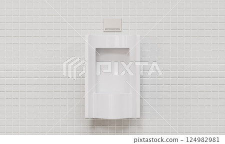 Clean Men's Restroom White Urinal. 3D Rendering Clean Men's Restroom White Urinal. 3D Rendering 124982981