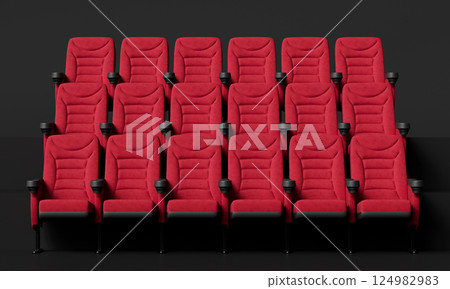 Red Cinema Chairs. 3D Rendering Red Cinema Chairs. 3D Rendering 124982983