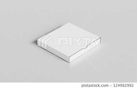 Cardboard Paper Pizza Box Mock up. 3D Rendering 124982992