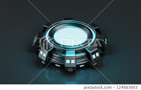 Sci-Fi Future Platform Podium. 3D Rendering. Sci-Fi Future Platform Podium. 3D Rendering. 124983003