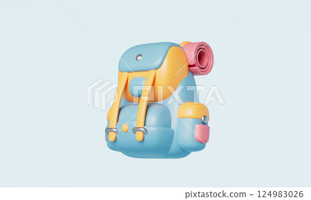 Travel Backpack Bag Icon. 3D Rendering. Travel Backpack Bag Icon. 3D Rendering. 124983026