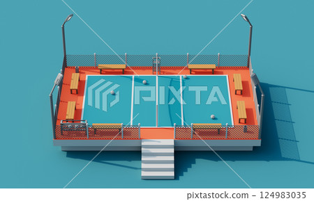 Volleyball Court Isometric. 3D Rendering. 124983035