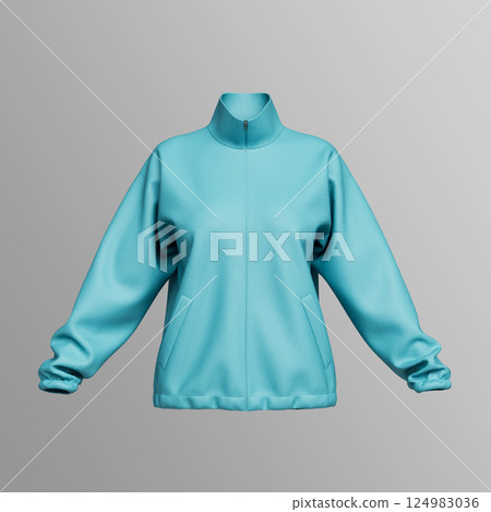 Blue Wind Proof Sports Jersey Jacket Mock up. 3D Rendering 124983036
