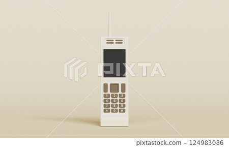 Vintage Retro Mobile Phone Mock up. 3D Rendering. Vintage Retro Mobile Phone Mock up. 3D Rendering. 124983086
