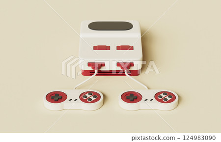 Retro Digital Game Console and Controller. 3D Rendering 124983090