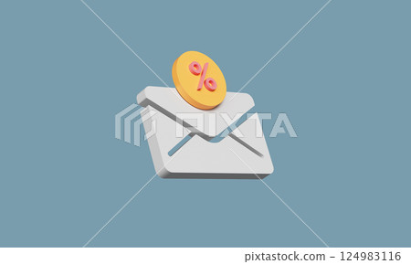 Percent Discount Online Shopping Icon. 3D Rendering 124983116