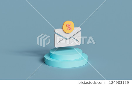 Percent Discount Online Shopping Icon. 3D Rendering 124983129