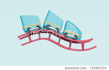 Amusement Park Roller Coaster Icon. 3D Rendering. Amusement Park Roller Coaster Icon. 3D Rendering. 124983154