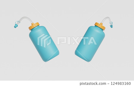 Sports Water Bottle with Straw Mock up. 3D Rendering. Sports Water Bottle with Straw Mock up. 3D Rendering. 124983160
