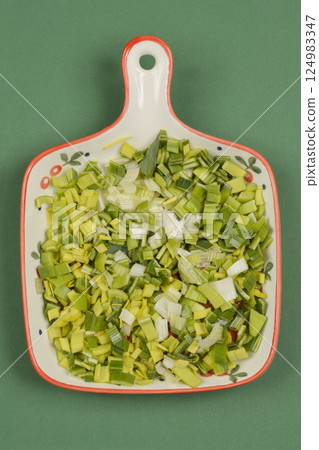 Diced leeks Diced leeks 124983347