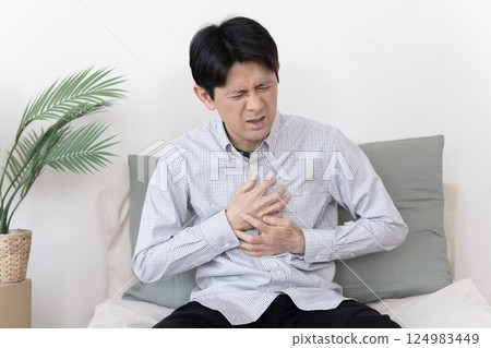 Man with chest pain, chest pain, myocardial infarction, angina 124983449
