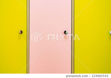 Colorful doors open to possibilities in a modern interior space 124983543