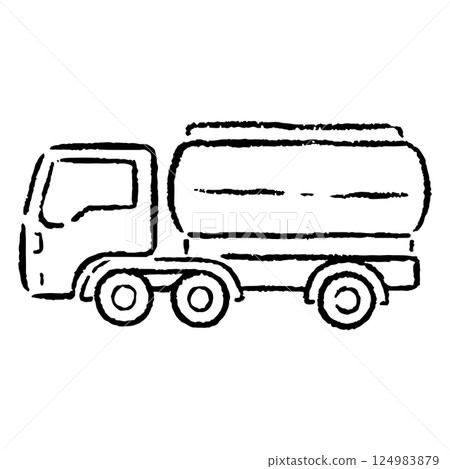 手繪油罐車插畫_黑白 手繪油罐車插畫_黑白 124983879
