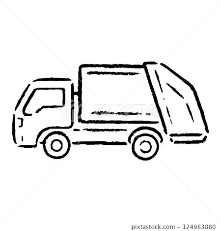清潔卡車的手繪插圖_黑白 清潔卡車的手繪插圖_黑白 124983880