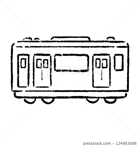 手繪火車插畫_黑白 124983886