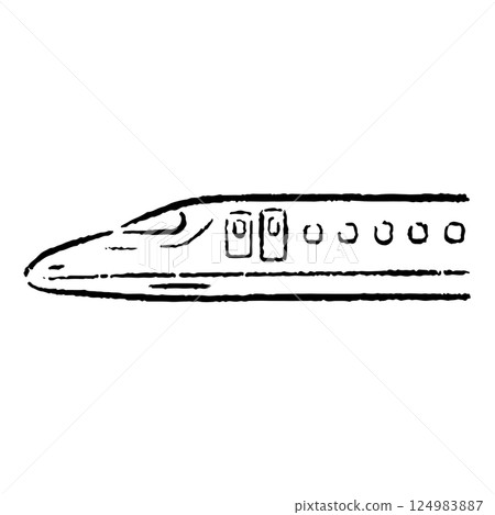 Hand-drawn bullet train illustration_black and white 124983887