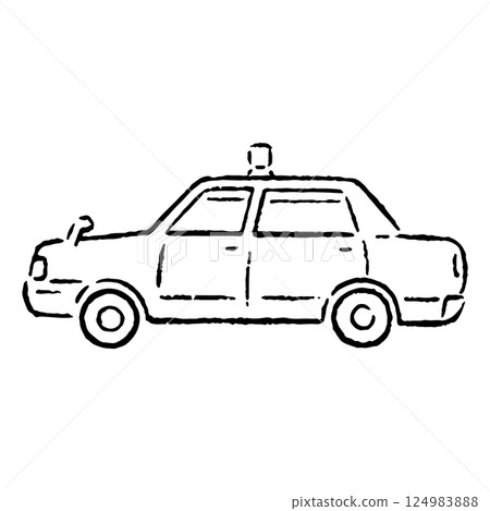 手繪計程車插畫_黑白 124983888