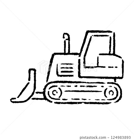 Hand-drawn bulldozer illustration_black and white Hand-drawn bulldozer illustration_black and white 124983893