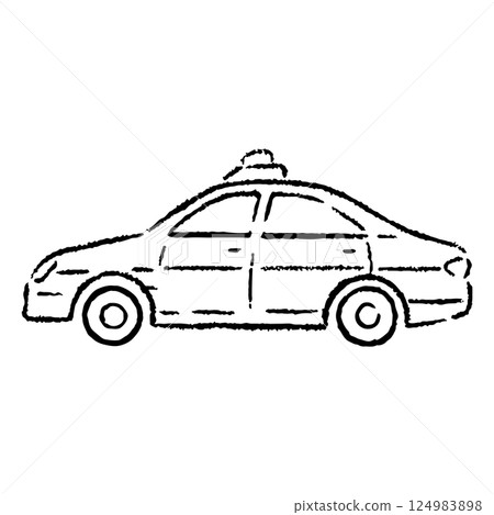 Hand-drawn police car illustration_black and white 124983898