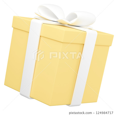 3D illustration_present_yellow 3D illustration_present_yellow 124984717