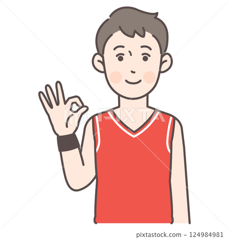 Male basketball player showing OK sign 124984981