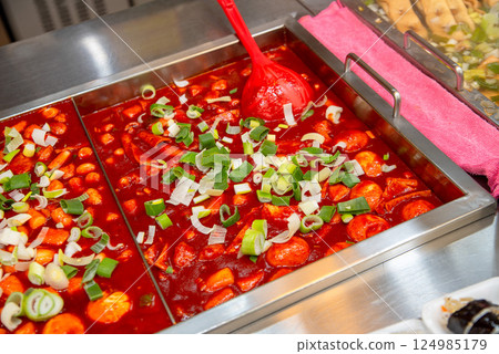 Korean traditional spicy food. Tteokbokki 124985179