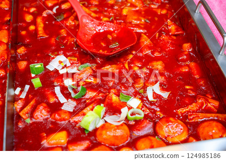 Korean traditional spicy food. Tteokbokki 124985186