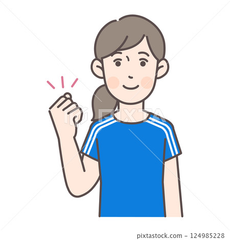 女足球員揮舞她的拳頭 124985228