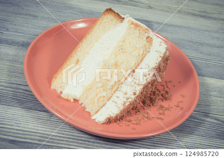 Sweet cake with different layers. Dessert for holidays or various occasions Sweet cake with different layers. Dessert for holidays or various occasions 124985720