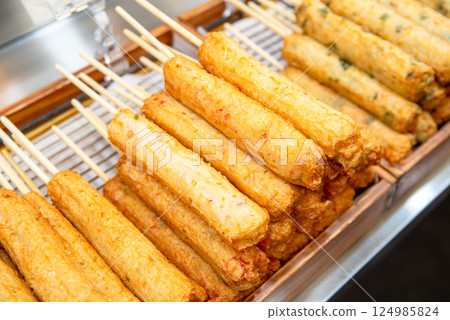 Korean traditional street food. fish cake. 124985824