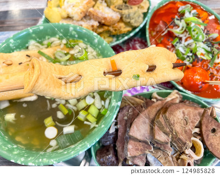 Korean traditional street food. fish cake. 124985828