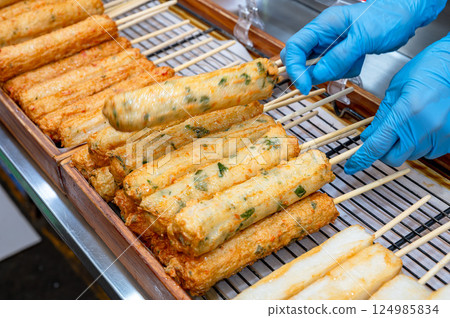 Korean traditional street food. fish cake. 124985834