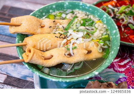 Korean traditional street food. fish cake. Korean traditional street food. fish cake. 124985836